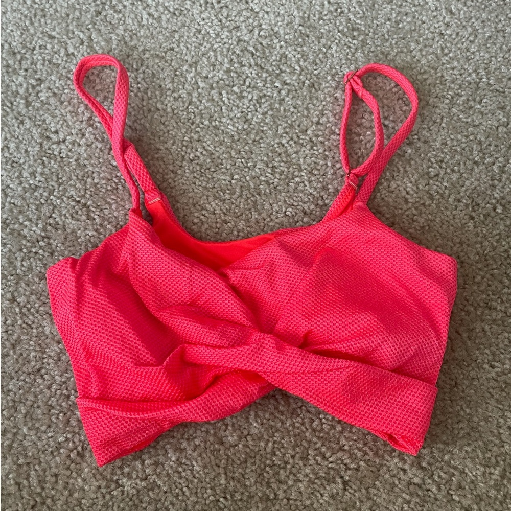 Aerie Pink Twist Front Swim Top